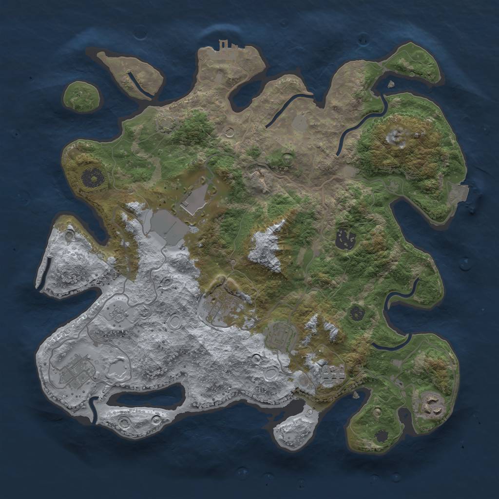 Rust Map: Procedural Map, Size: 3500, Seed: 1283460208, 14 Monuments