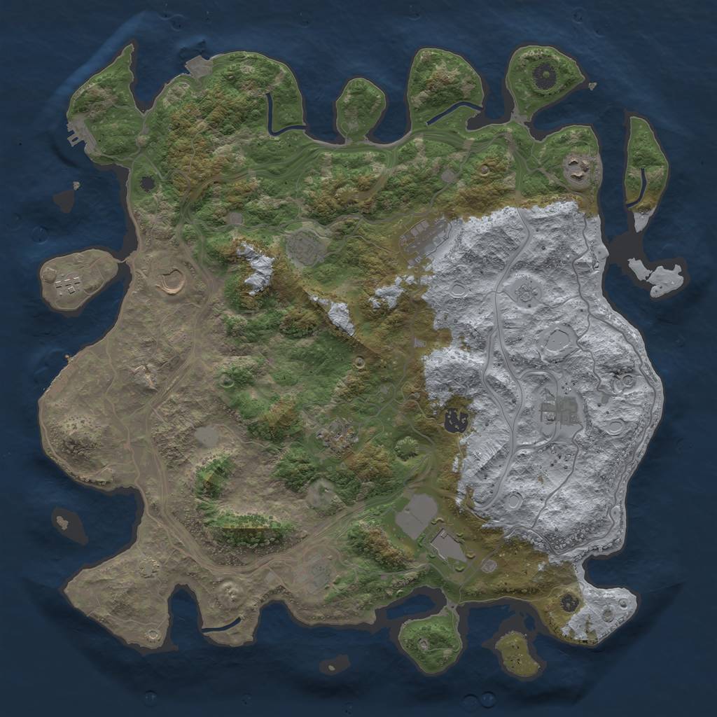 Rust Map: Procedural Map, Size: 4300, Seed: 500771552, 18 Monuments