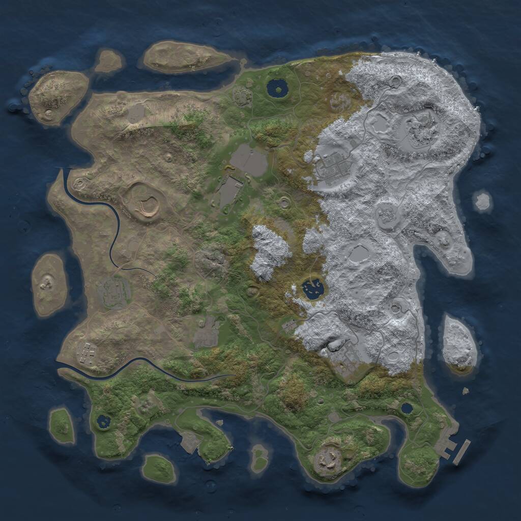Rust Map: Procedural Map, Size: 3800, Seed: 1914363781, 15 Monuments