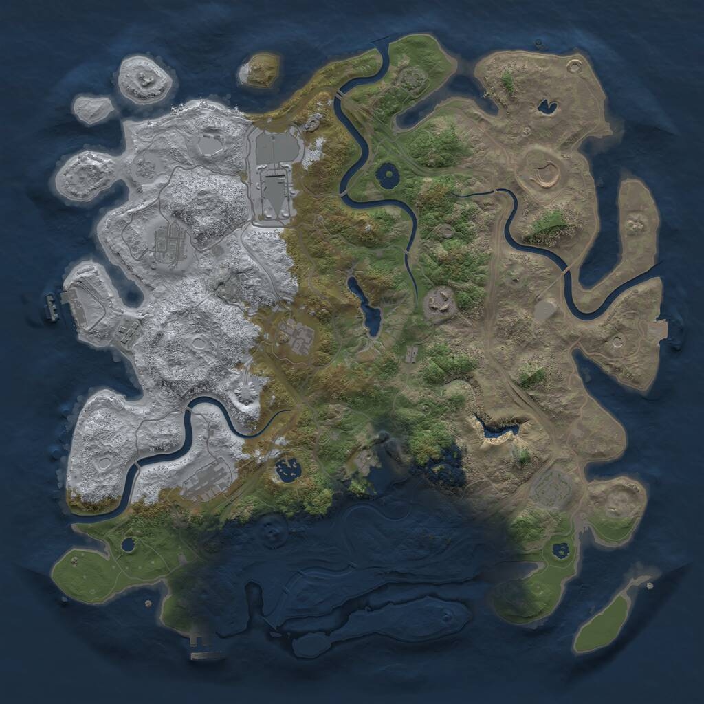 Rust Map: Procedural Map, Size: 4300, Seed: 21049928, 16 Monuments