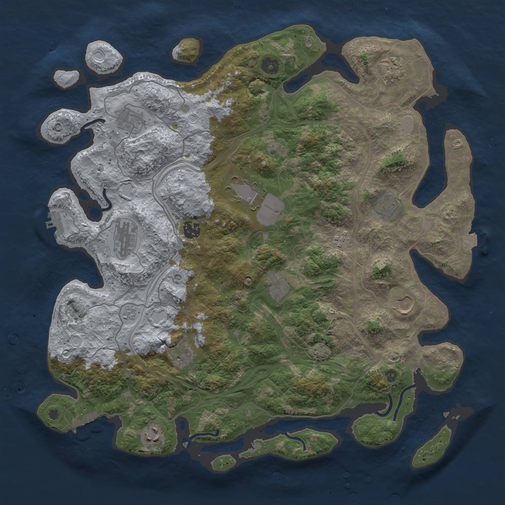 Rust Map: Procedural Map, Size: 4300, Seed: 21049928, 19 Monuments