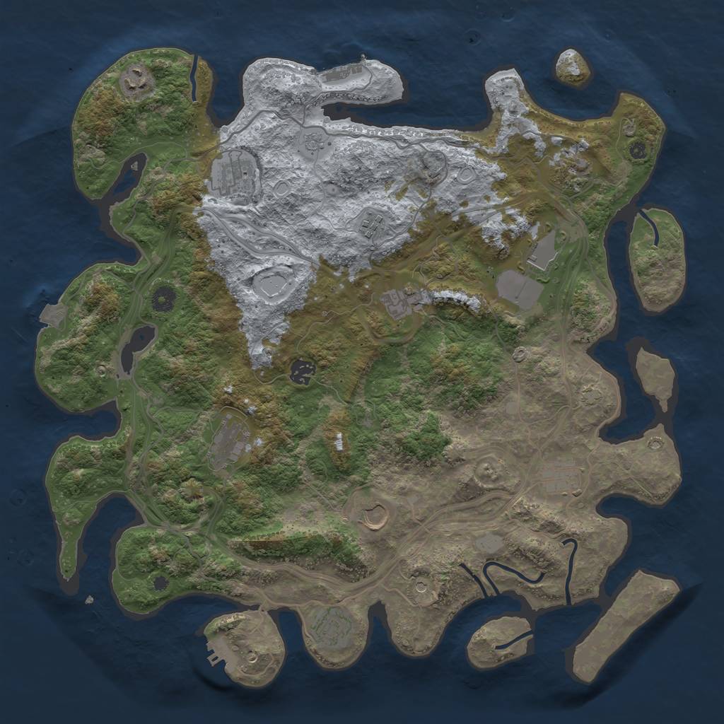 Rust Map: Procedural Map, Size: 4260, Seed: 43458839, 19 Monuments