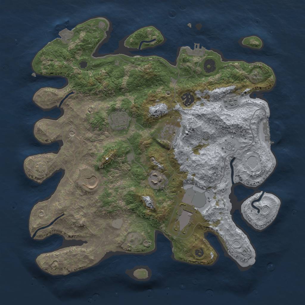 Rust Map: Procedural Map, Size: 3500, Seed: 1592450157, 15 Monuments
