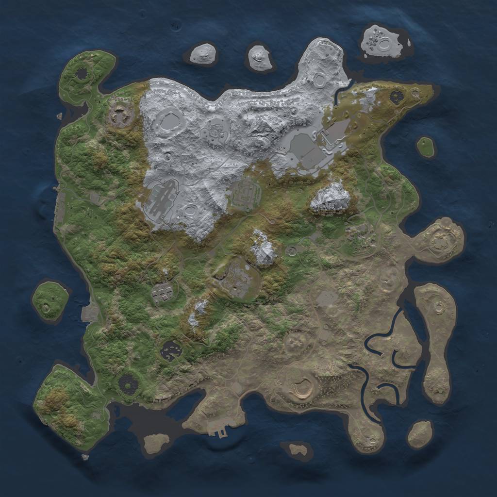 Rust Map: Procedural Map, Size: 3700, Seed: 5928179, 17 Monuments