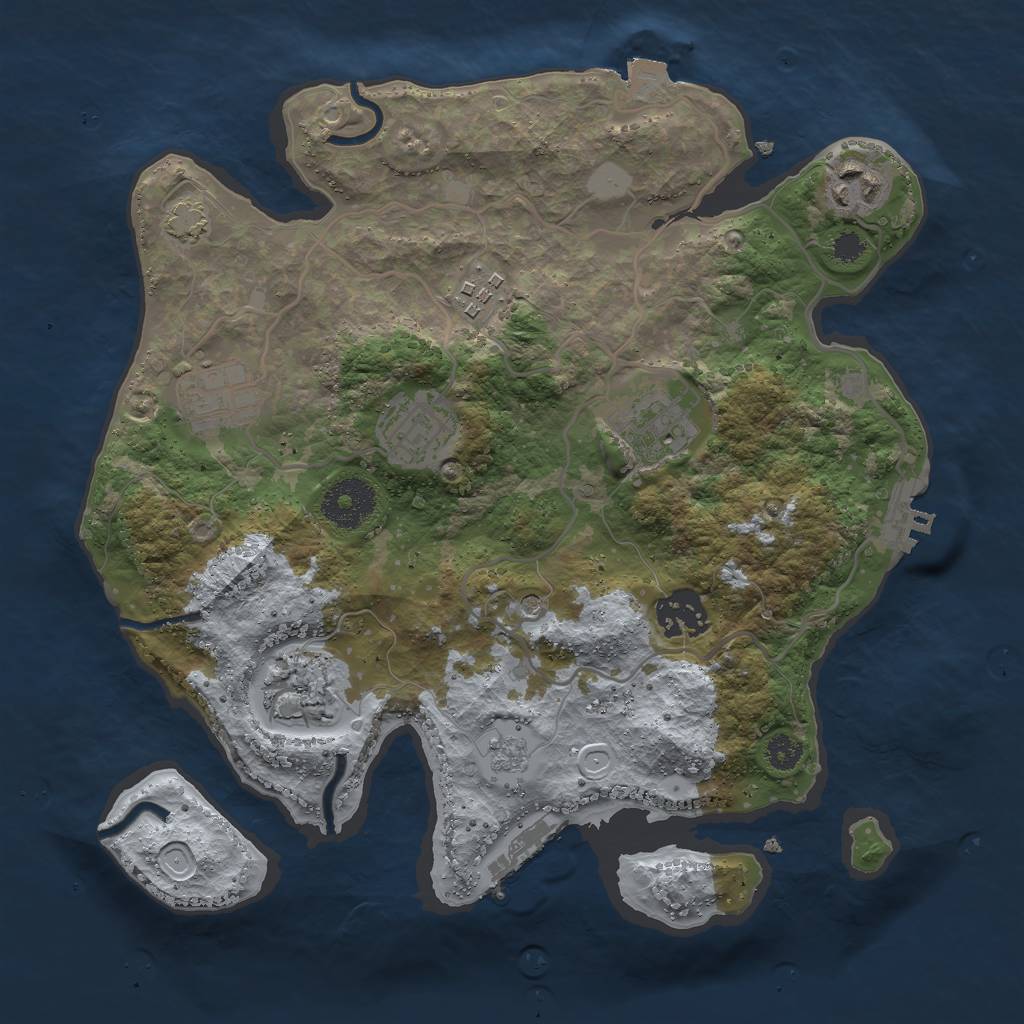 Rust Map: Procedural Map, Size: 3000, Seed: 1214154120, 15 Monuments