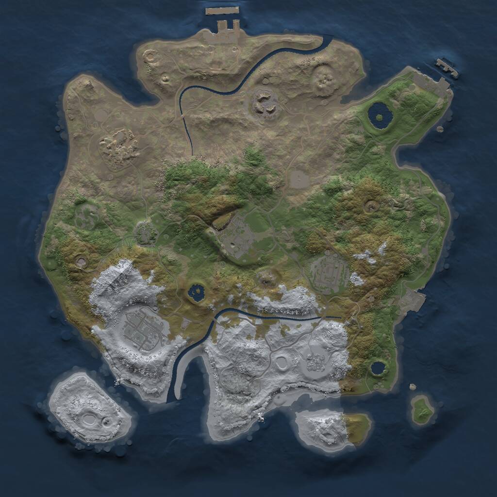 Rust Map: Procedural Map, Size: 3000, Seed: 1214154120, 10 Monuments