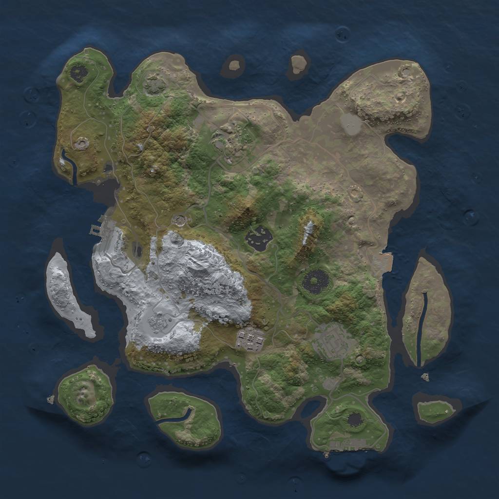 Rust Map: Procedural Map, Size: 3000, Seed: 16753027, 12 Monuments