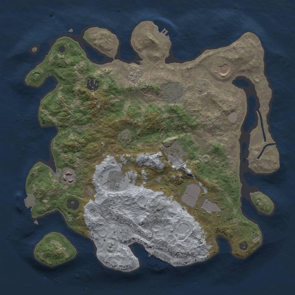 Rust Map: Procedural Map, Size: 3500, Seed: 632779223, 16 Monuments