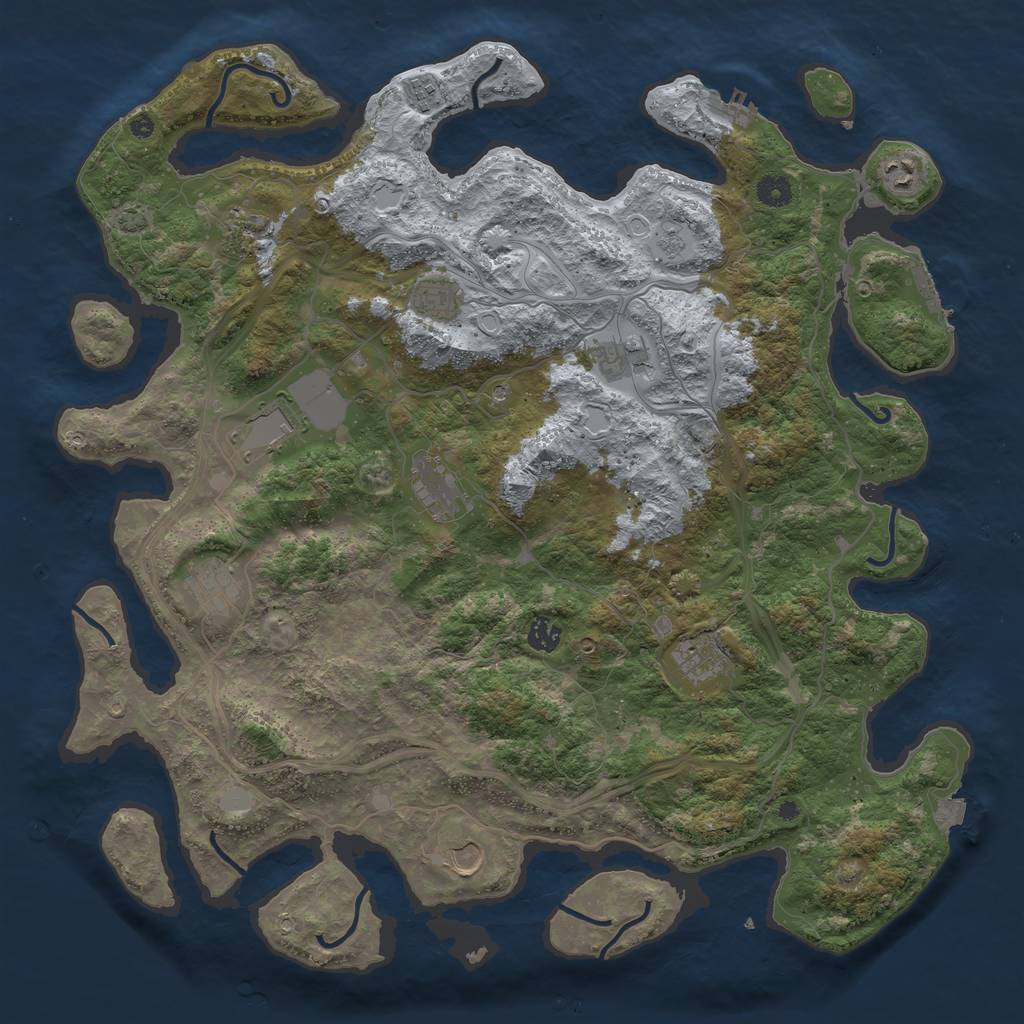 Rust Map: Procedural Map, Size: 4500, Seed: 863267, 19 Monuments