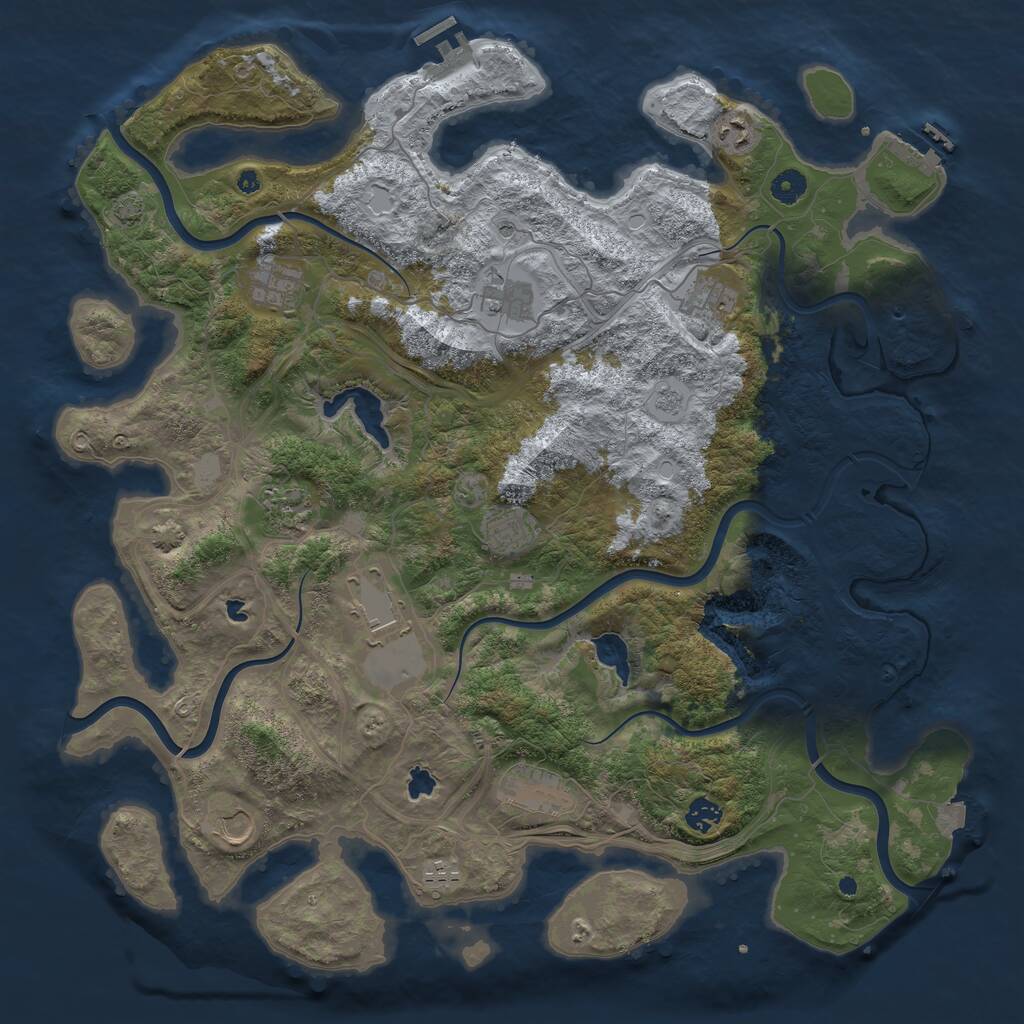 Rust Map: Procedural Map, Size: 4500, Seed: 863267, 17 Monuments