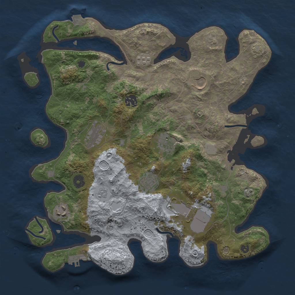 Rust Map: Procedural Map, Size: 3500, Seed: 1271387910, 15 Monuments