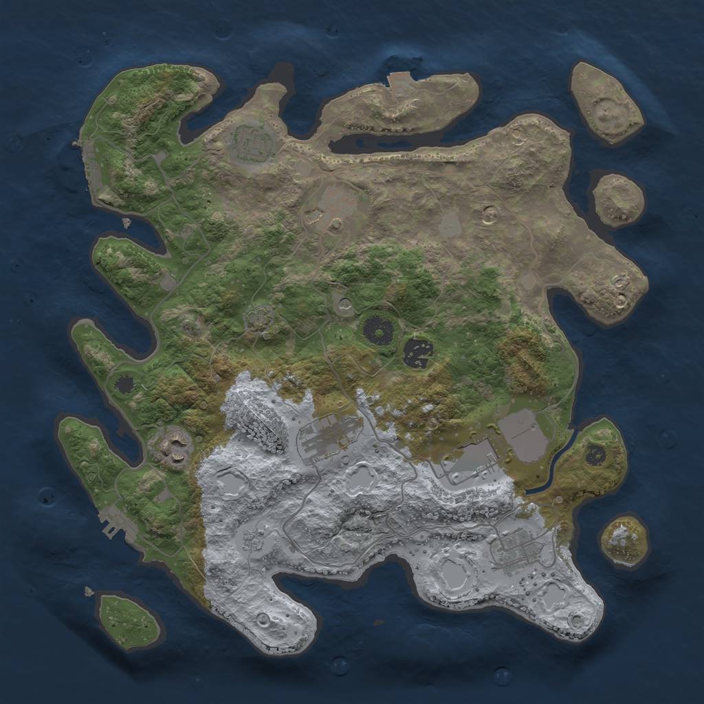 Rust Map: Procedural Map, Size: 3500, Seed: 206781350, 15 Monuments