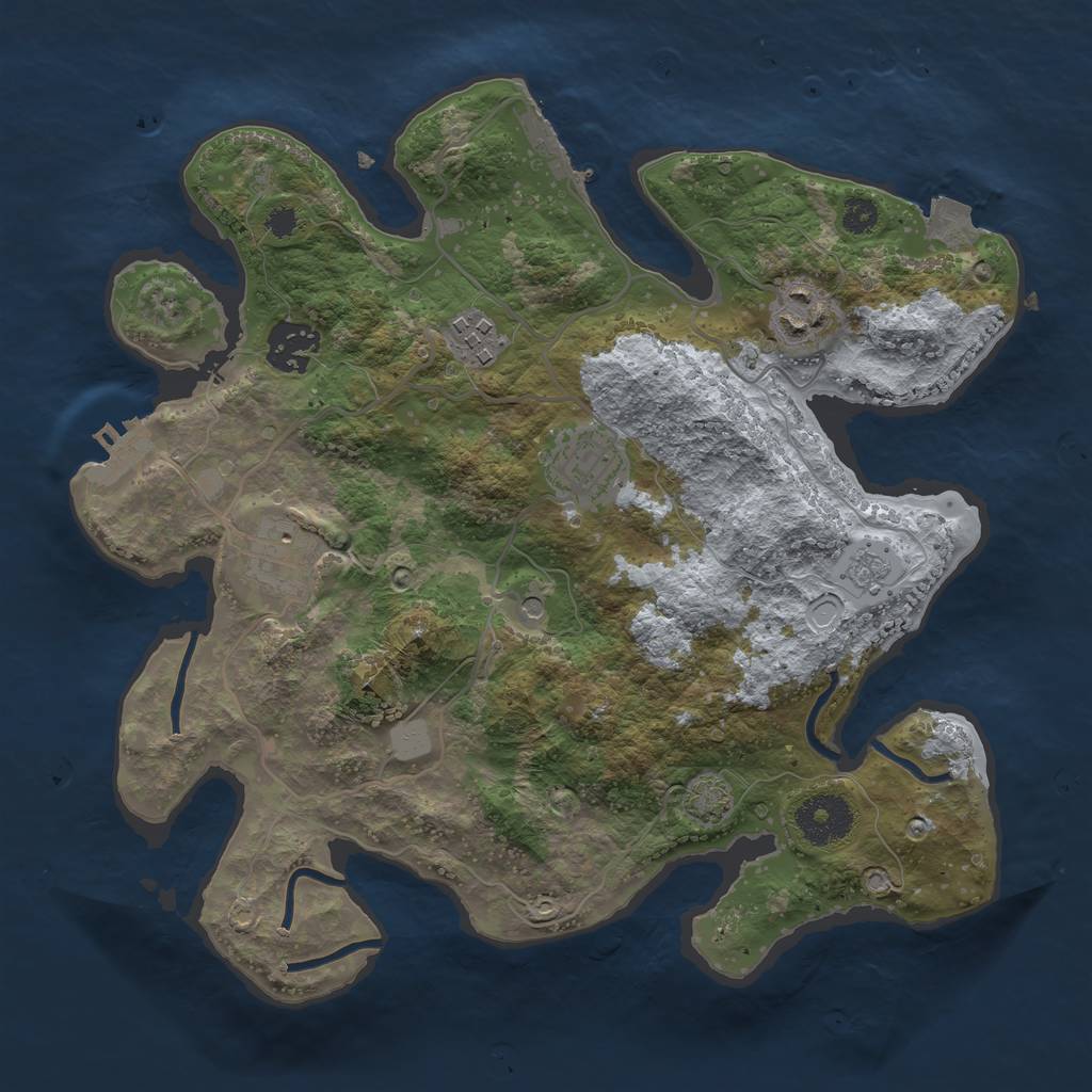 Rust Map: Procedural Map, Size: 3090, Seed: 1111, 13 Monuments