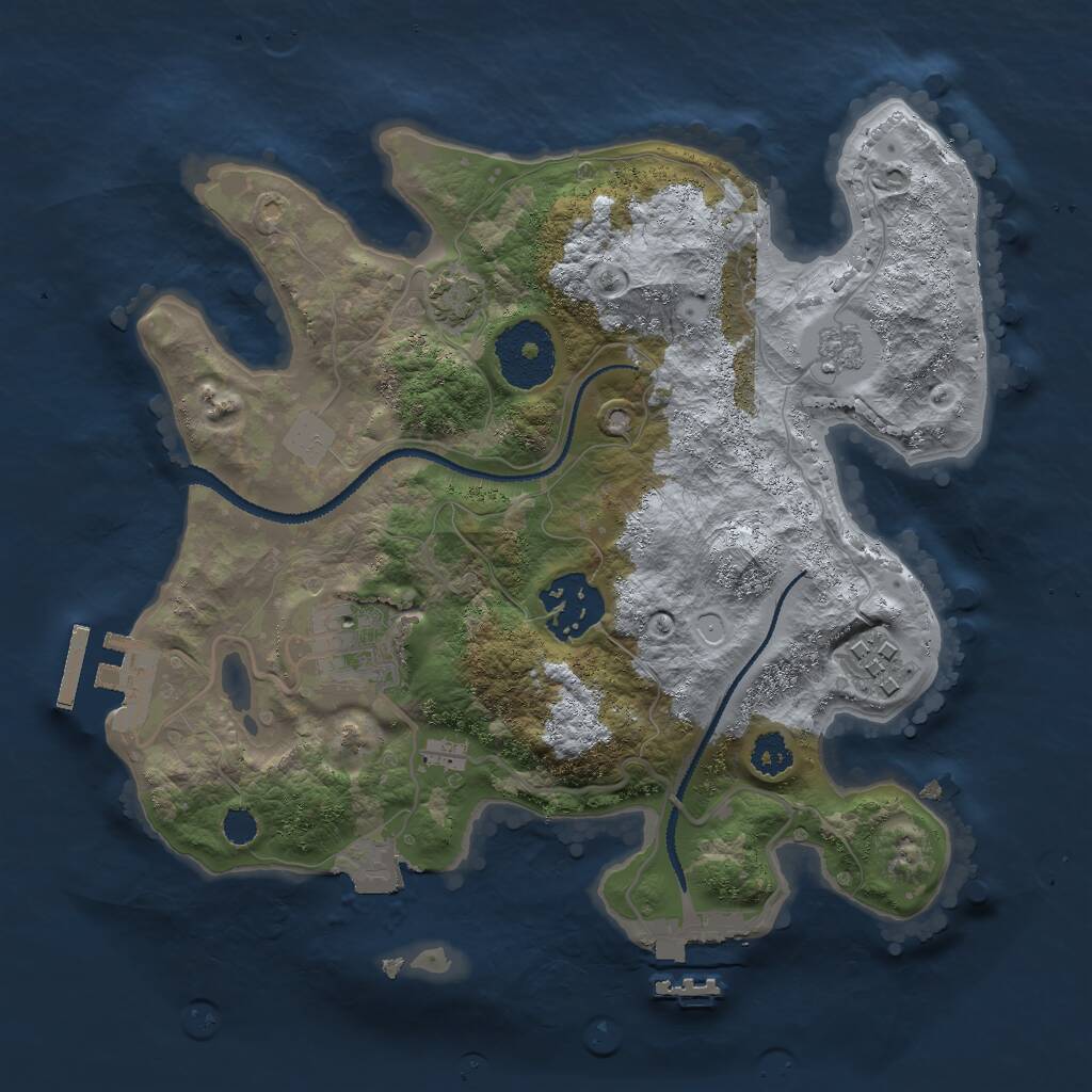Rust Map: Procedural Map, Size: 2600, Seed: 1002887100, 8 Monuments