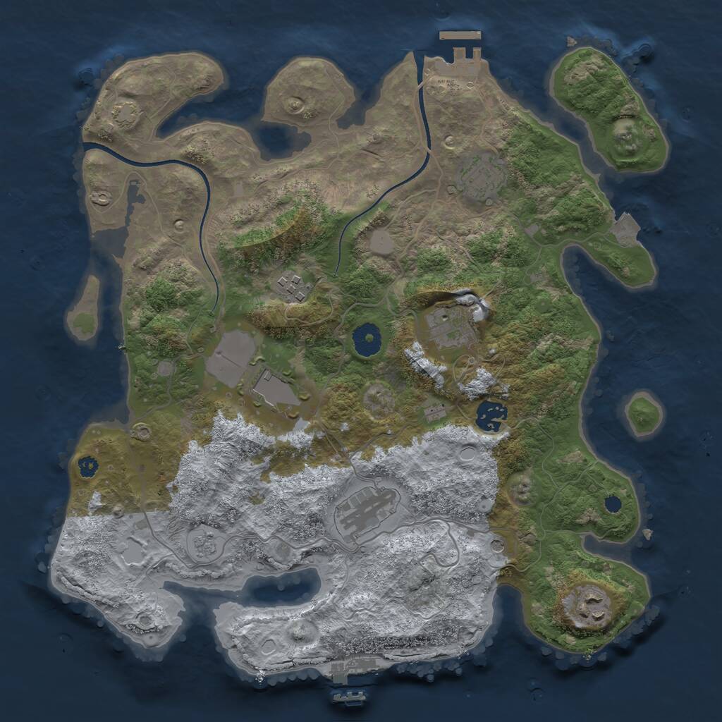 Rust Map: Procedural Map, Size: 3500, Seed: 553508700, 13 Monuments