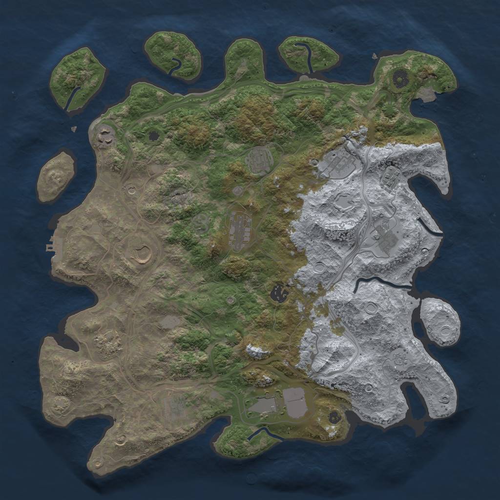 Rust Map: Procedural Map, Size: 4250, Seed: 284189625, 18 Monuments