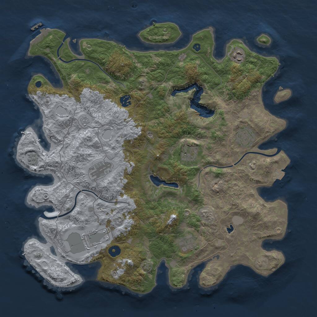Rust Map: Procedural Map, Size: 4100, Seed: 77575060, 13 Monuments