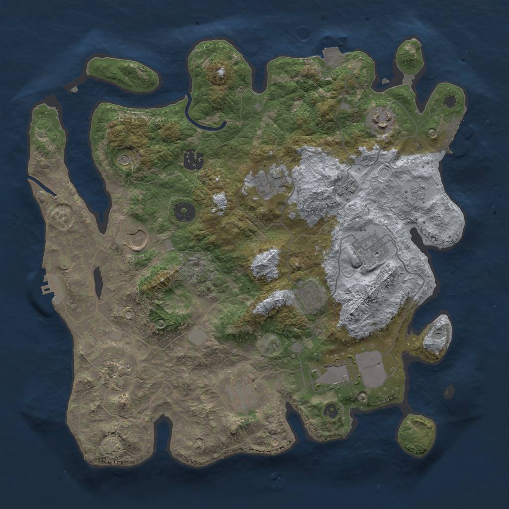 Rust Map: Procedural Map, Size: 3600, Seed: 53024, 18 Monuments