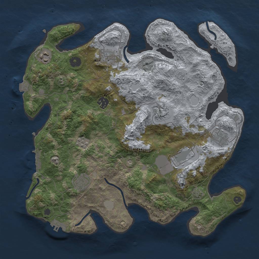 Rust Map: Procedural Map, Size: 3500, Seed: 83549568, 16 Monuments