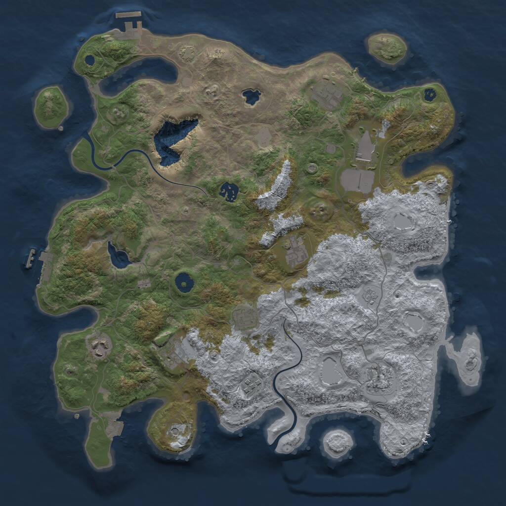 Rust Map: Procedural Map, Size: 4000, Seed: 65165, 15 Monuments