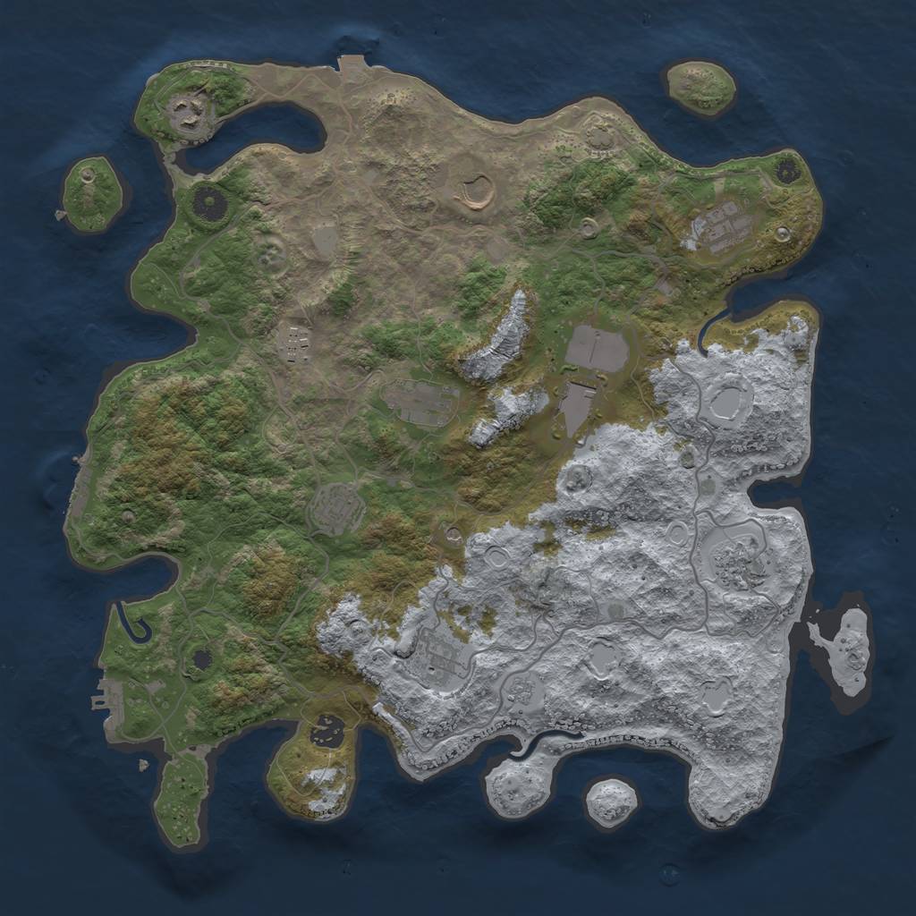 Rust Map: Procedural Map, Size: 4000, Seed: 65165, 18 Monuments