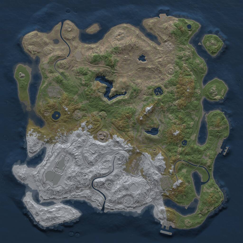 Rust Map: Procedural Map, Size: 4250, Seed: 930905605, 14 Monuments