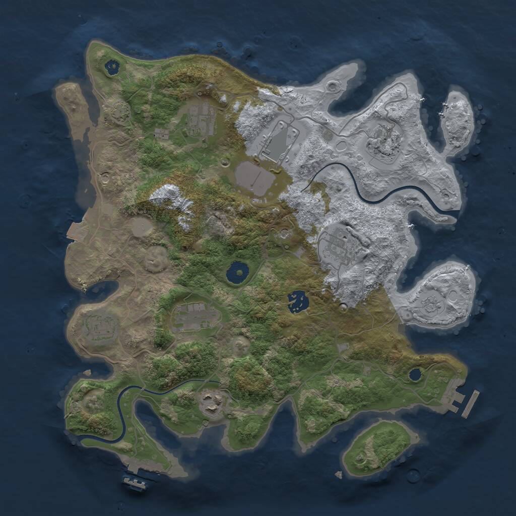 Rust Map: Procedural Map, Size: 3500, Seed: 990290, 14 Monuments