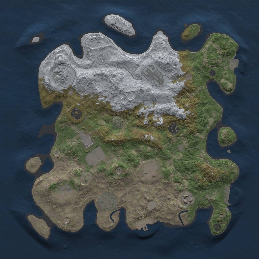 Rust Map: Procedural Map, Size: 3500, Seed: 748884989, 16 Monuments