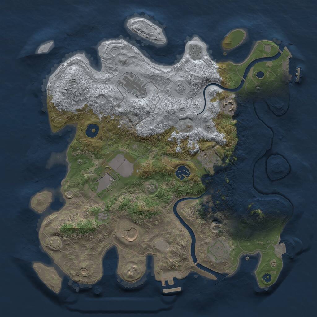 Rust Map: Procedural Map, Size: 3500, Seed: 748884989, 14 Monuments