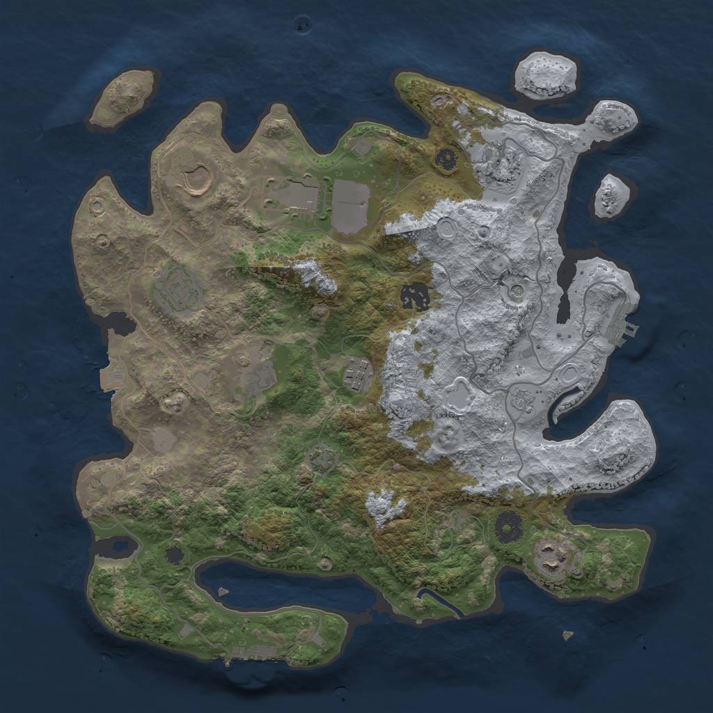 Rust Map: Procedural Map, Size: 3500, Seed: 1676174387, 16 Monuments