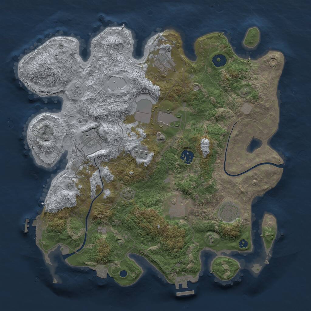 Rust Map: Procedural Map, Size: 3500, Seed: 359059215, 13 Monuments