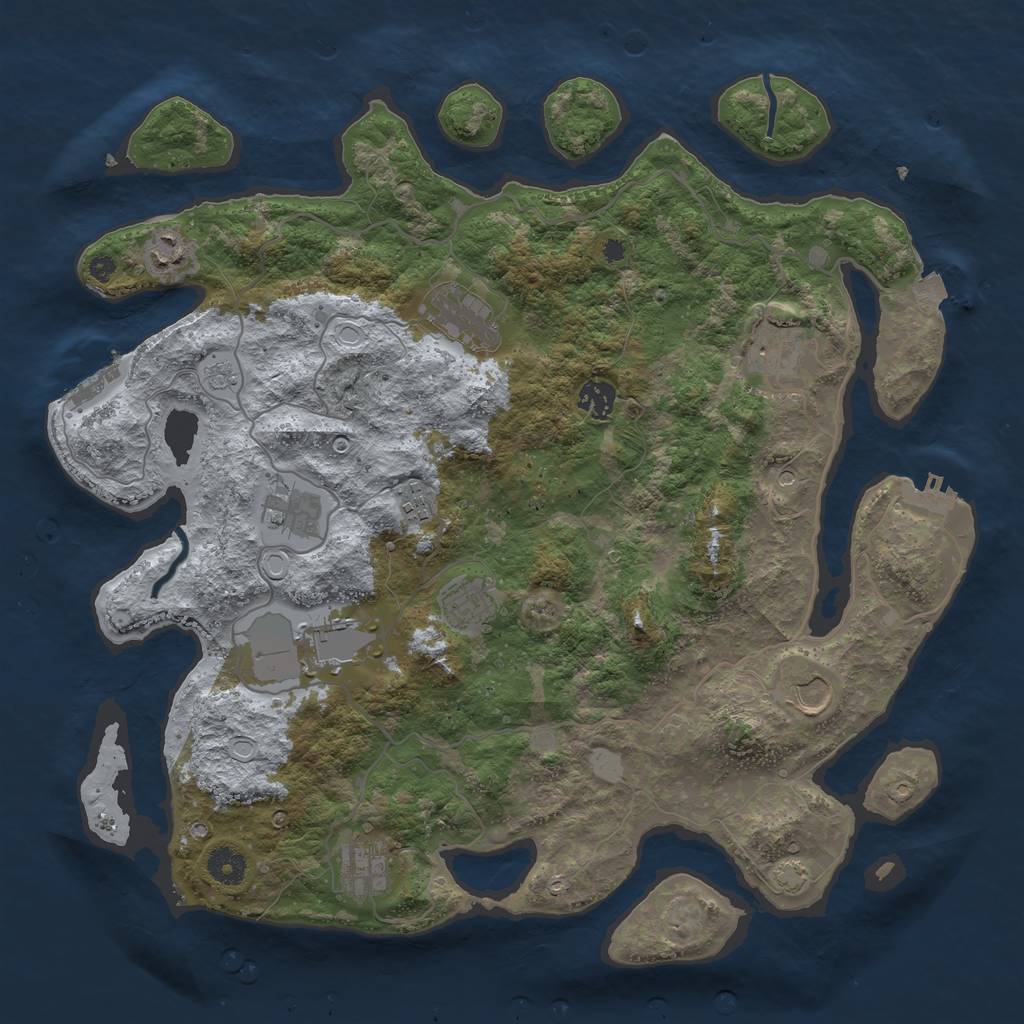 Rust Map: Procedural Map, Size: 4000, Seed: 445385, 18 Monuments