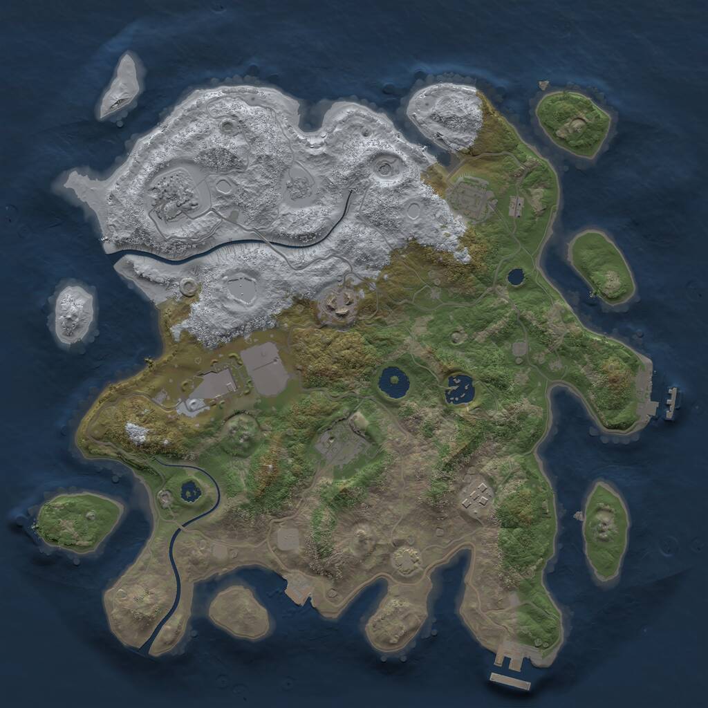 Rust Map: Procedural Map, Size: 3500, Seed: 671132005, 13 Monuments