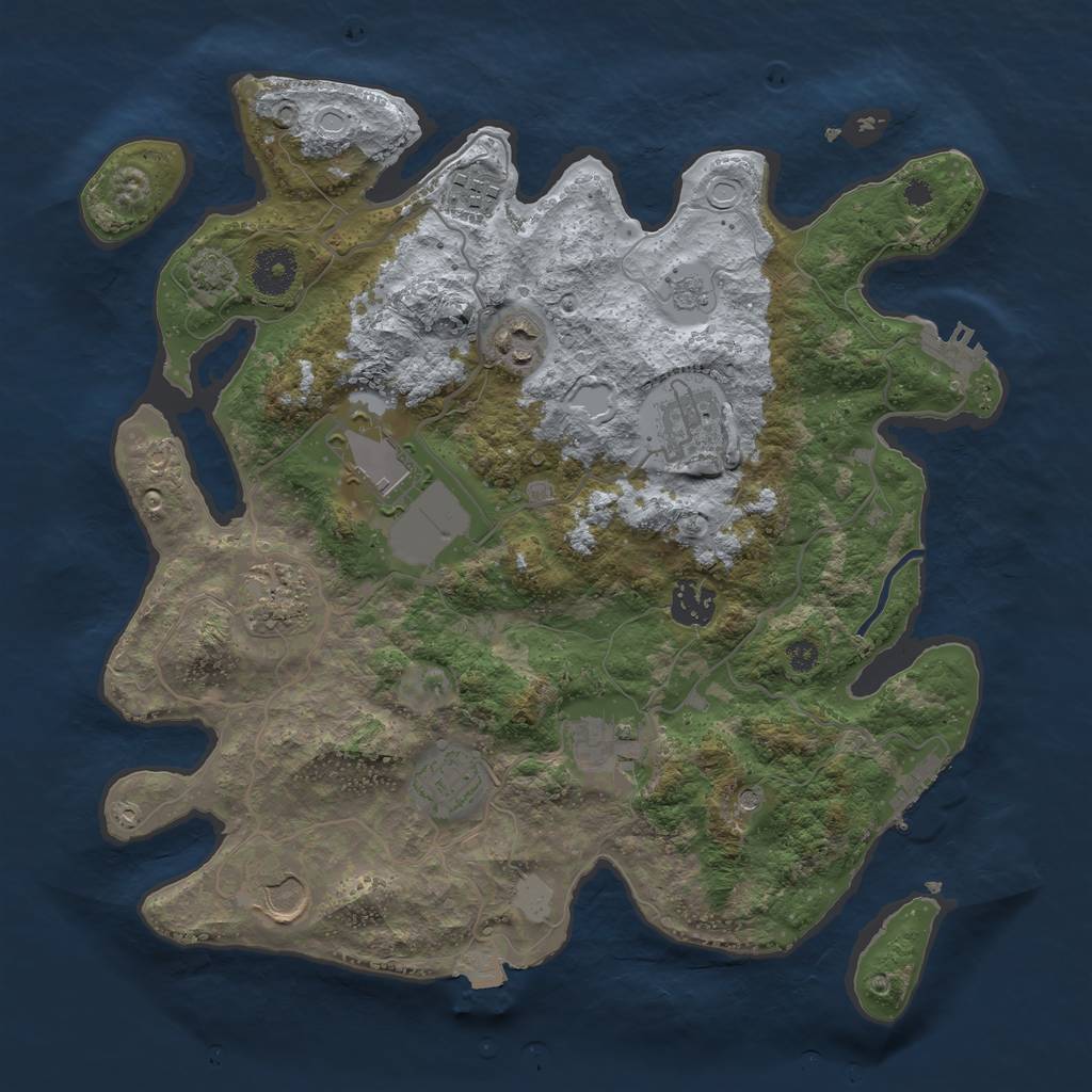 Rust Map: Procedural Map, Size: 3500, Seed: 1961021262, 17 Monuments