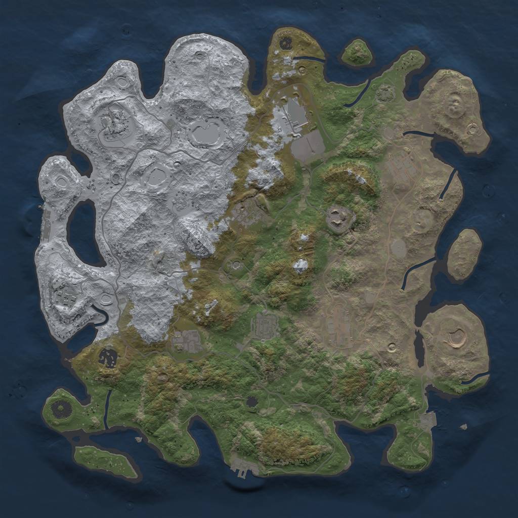 Rust Map: Procedural Map, Size: 4000, Seed: 2126494362, 19 Monuments