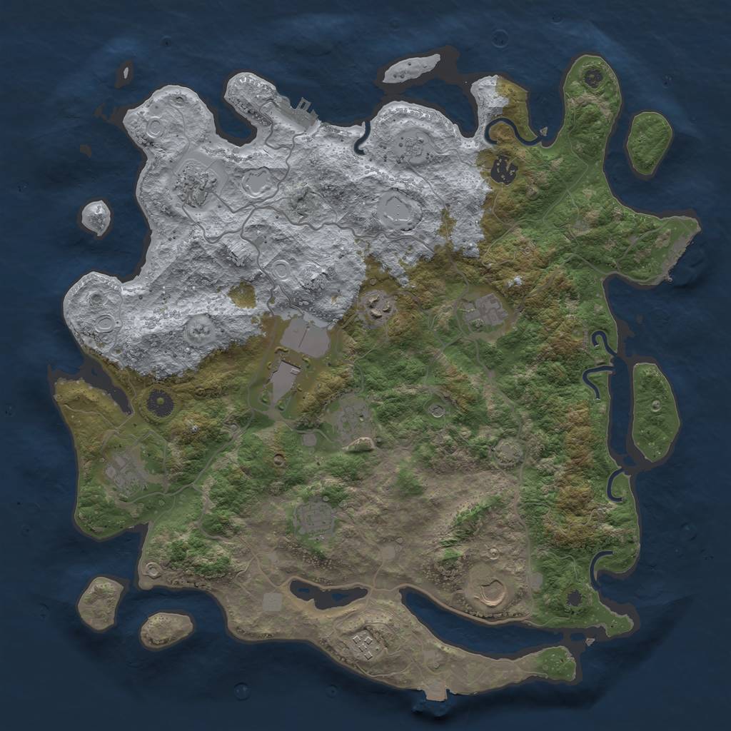Rust Map: Procedural Map, Size: 4100, Seed: 24781407, 18 Monuments