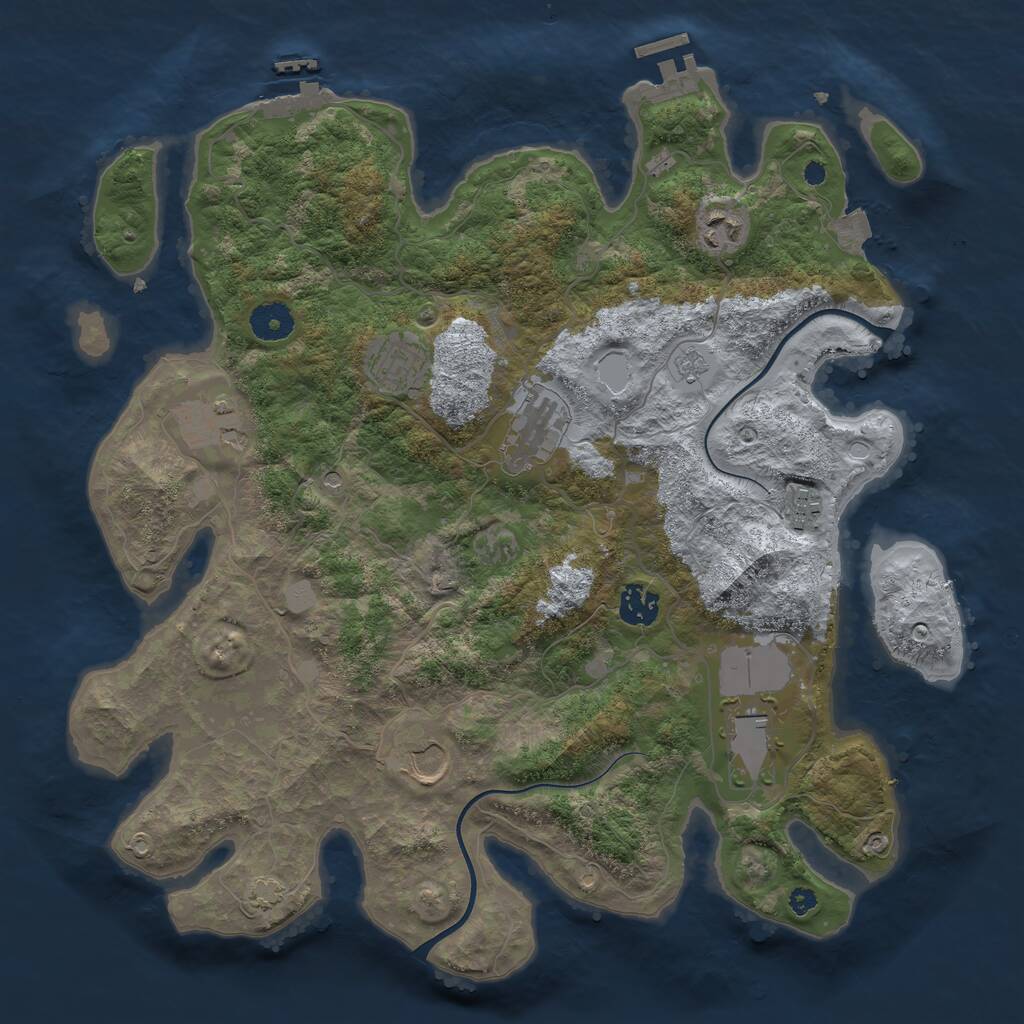 Rust Map: Procedural Map, Size: 3750, Seed: 28563, 14 Monuments