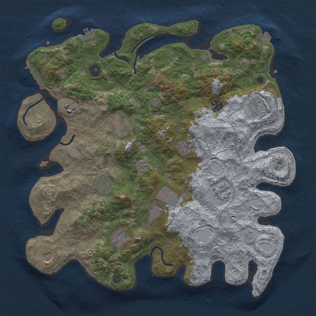 Rust Map: Procedural Map, Size: 4000, Seed: 1833292313, 19 Monuments