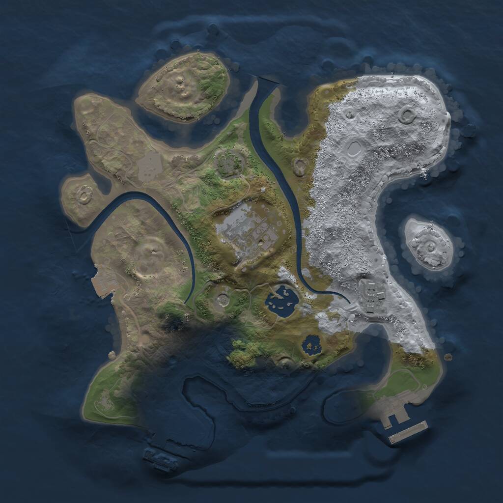 Rust Map: Procedural Map, Size: 2500, Seed: 45917, 8 Monuments