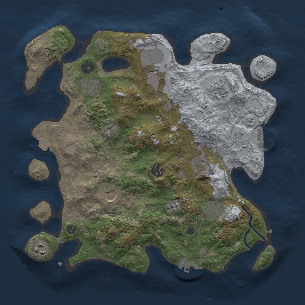 Rust Map: Procedural Map, Size: 3521, Seed: 123, 16 Monuments