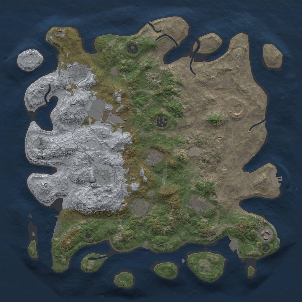 Rust Map: Procedural Map, Size: 4000, Seed: 1604214283, 18 Monuments