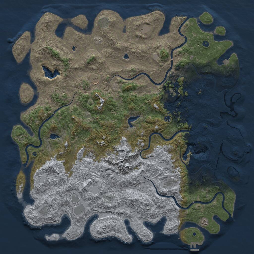 Rust Map: Procedural Map, Size: 6000, Seed: 55544, 17 Monuments