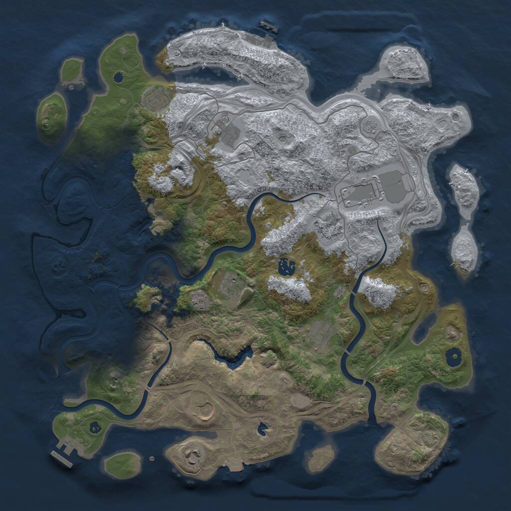 Rust Map: Procedural Map, Size: 4250, Seed: 1323477282, 16 Monuments