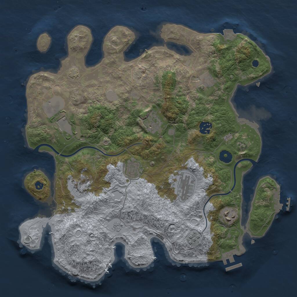 Rust Map: Procedural Map, Size: 3500, Seed: 1179444357, 14 Monuments