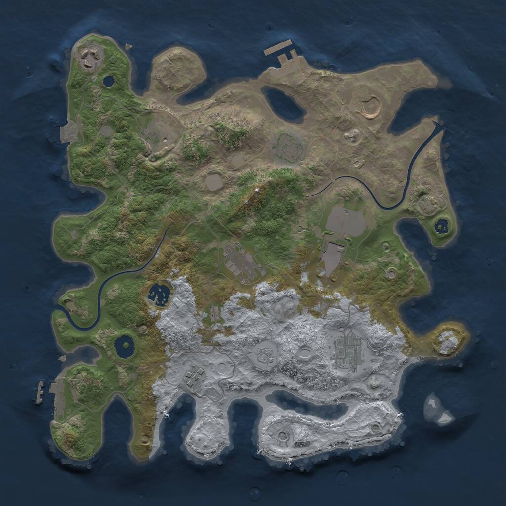 Rust Map: Procedural Map, Size: 3500, Seed: 1562128918, 15 Monuments