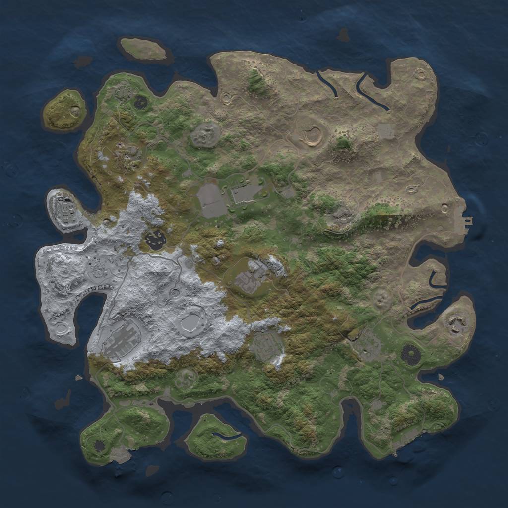 Rust Map: Procedural Map, Size: 3850, Seed: 110, 18 Monuments