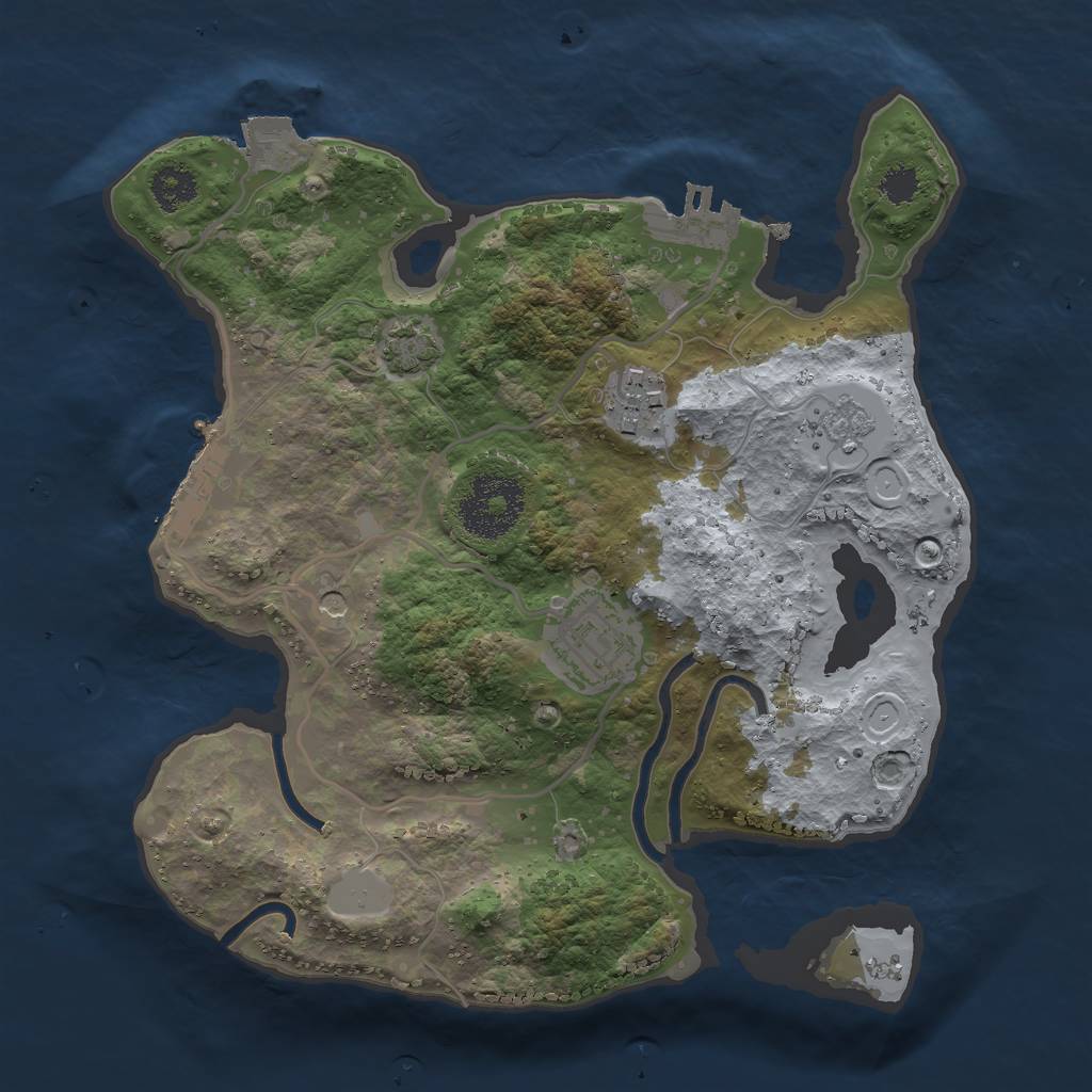 Rust Map: Procedural Map, Size: 2500, Seed: 2050173884, 10 Monuments