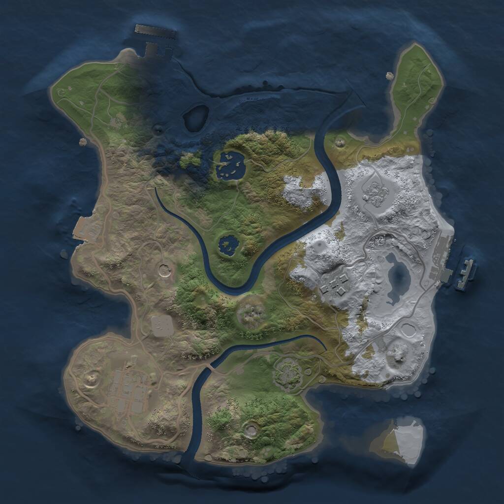Rust Map: Procedural Map, Size: 2500, Seed: 2050173884, 9 Monuments