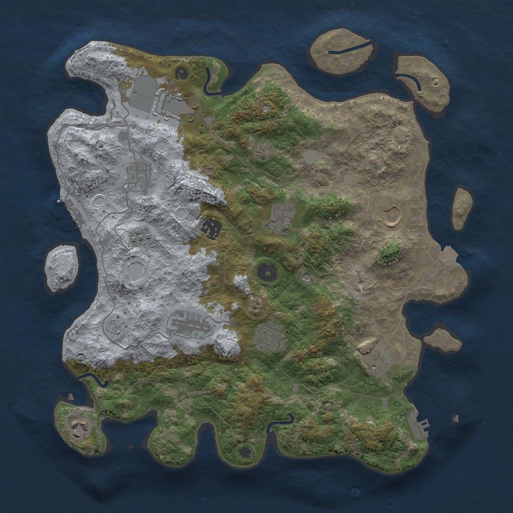 Rust Map: Procedural Map, Size: 3850, Seed: 542737992, 18 Monuments