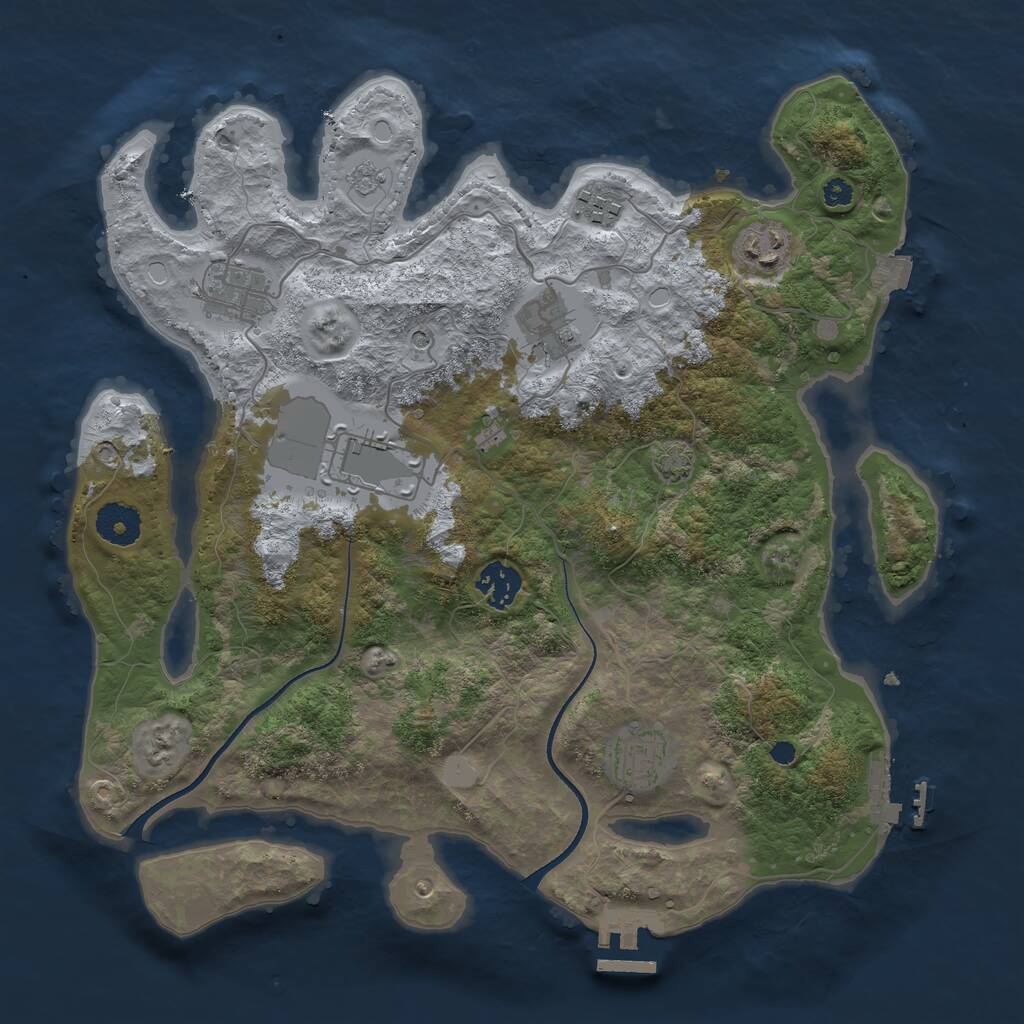 Rust Map: Procedural Map, Size: 3500, Seed: 1460177317, 13 Monuments